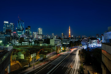 Fototapeta na wymiar Tokyo night view from Roppongi hill, Japan.