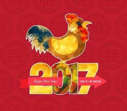 Chinese new year 2017 polygonal rooster