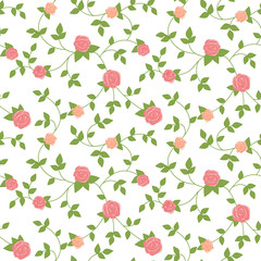 Seamless background with climbing roses.