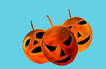 Fruit Halloween on blue background