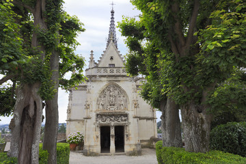 Amboise, Saint Hubert gothic chapel, Leonardo Da Vinci tomb. Loire Valley, France