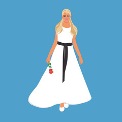 beautiful bride with flower, vector illustration