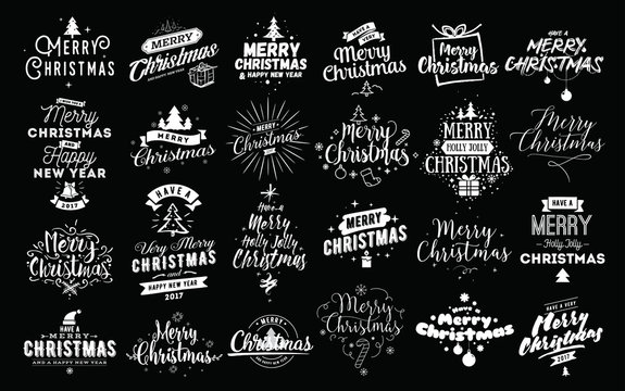 Merry Christmas typographic emblems set.