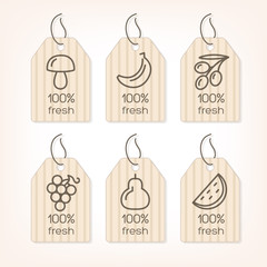 Fruits and Vegetables lined icons on the banners