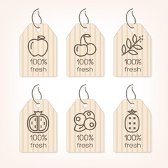 Fruits and Vegetables lined icons on the banners