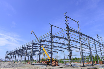 Steel structure workshop is under construction