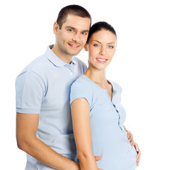 Obraz premium Young happy smiling couple, isolated