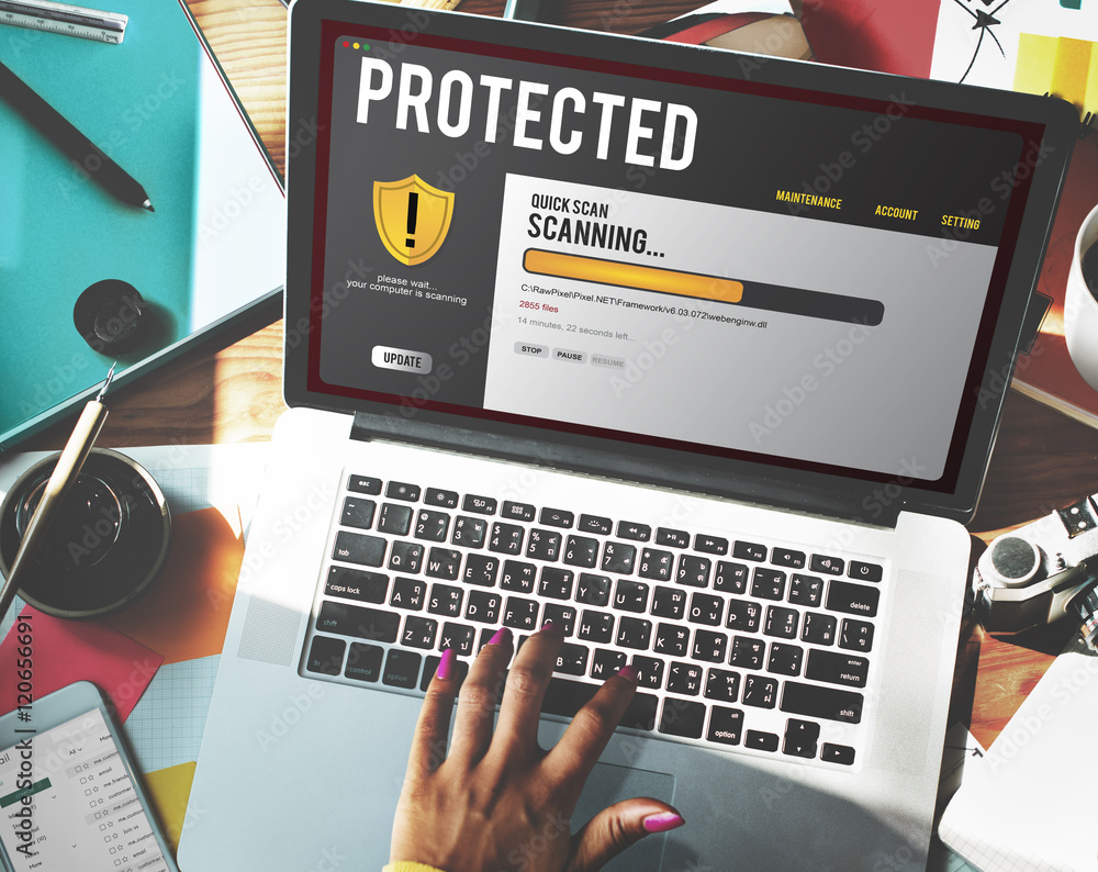 Poster protected hacking internet digital concept