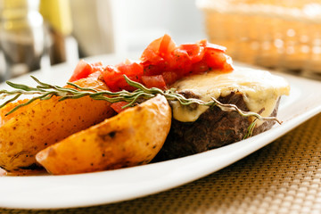 steak with potatoes