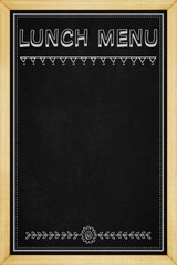 Lunch Menu sign blackboard with wooden frame, for background tex