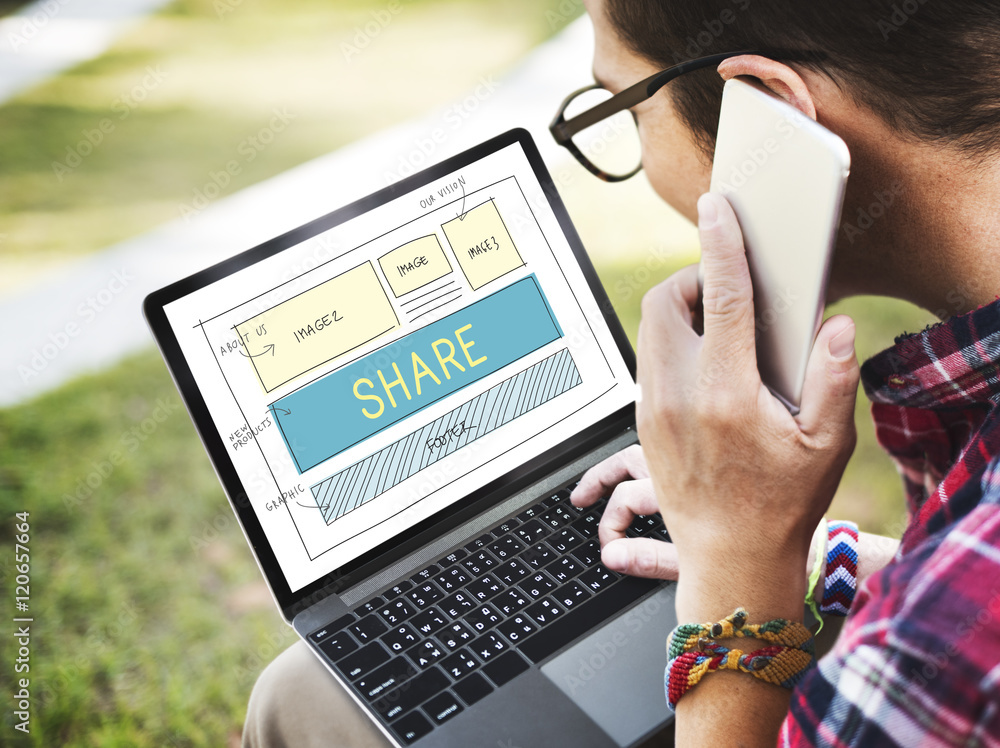 Aufkleber web design layout share sharing concept