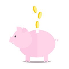Piggy bank. Vector illustration pig with coins