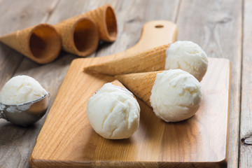 vanilla ice cream with preparation
