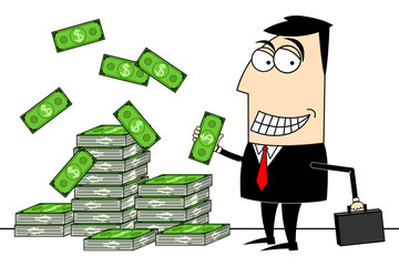 Businessman, dollars clip-art