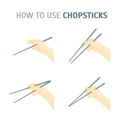 How To Use Chopsticks Direction. Vector