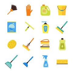 Cleaning Kit Colorful Icon Set. Vector