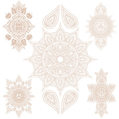 Oriental Mandala Set and Elements. Vector