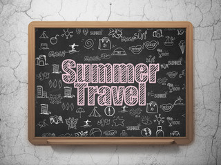 Tourism concept: Summer Travel on School board background