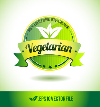 Vegetarian badge label seal text tag word