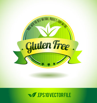 Gluten free badge label seal text tag word