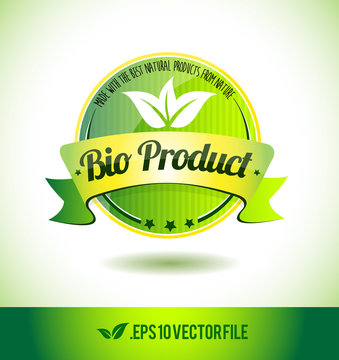 Bio product badge label seal text tag word