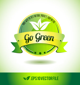 Go green badge label seal text tag word