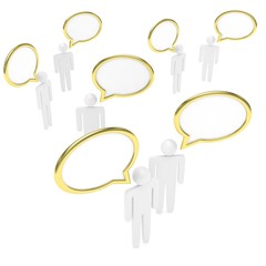 people with talk bubbles isolated over a white background. 3d rendering.