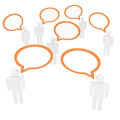 people with talk bubbles isolated over a white background. 3d rendering.