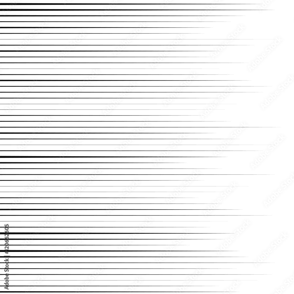 Poster horizontal comic speed lines, strip lines of different thickness and long located in the horizontal 