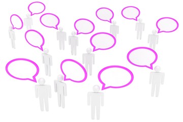 people with talk bubbles isolated over a white background. 3d rendering.