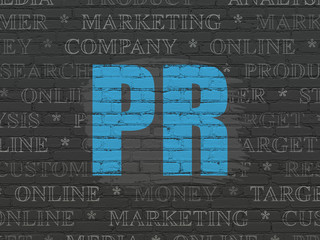 Advertising concept: PR on wall background