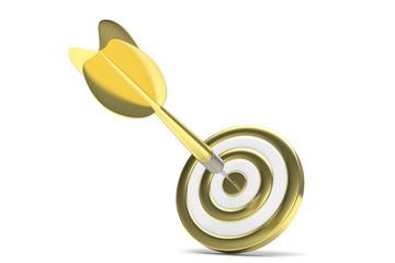 arrow darts in target. 3d rendering.