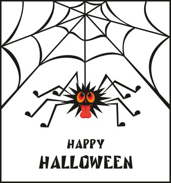 Halloween greeting card with the image of the perky spider