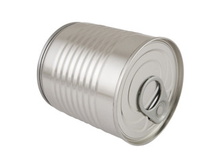Aluminum tin can isolated on white background