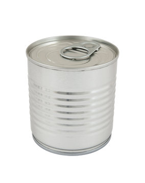 Aluminum tin can isolated on white background
