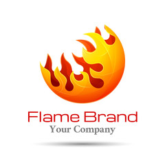 Fire Flame Logo design vector template. Burn Elegant Bonfire Logotype concept icon. Creative colorful abstract illustration for your business company