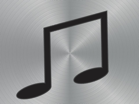 Vector metal multimedia musical note icon / button, design eleme