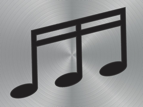 Vector metal multimedia musical note icon / button, design eleme
