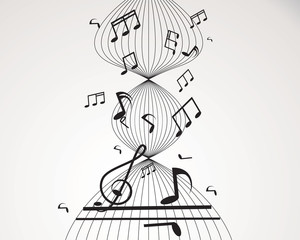 Musical notes staff background on white. Vector illustration.