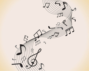 Abstract music background with notes