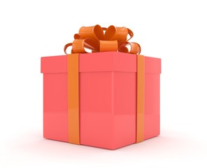 gift box with bows isolated on white. 3d rendering.