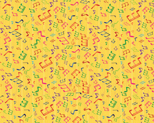 Abstract design background with colourful music notes