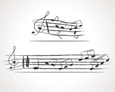 Various music notes on stave, vector illustration