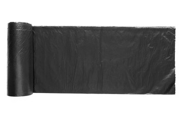 Rolls of disposable trash bags isolated over white background