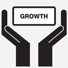 Hand showing growth sign icon. Vector illustration.