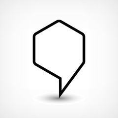 Black map pin flat location sign hexagon icon