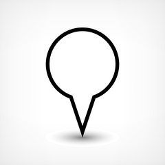 Blabk map pin flat location sign blank circle icon