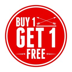 Buy one get one free, promotional sale label