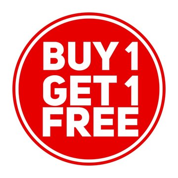 Buy one get one free, promotional sale label