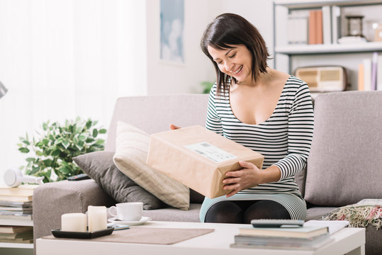 Woman receiving a parcel